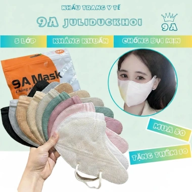 Khẩu Trang 9A JULI 5 Lớp Kháng Khuẩn, Che Kín Gò Má, Chống Nắng Tối Đa - 14.800 VNĐ
