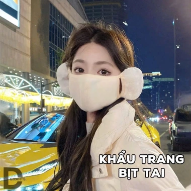 Khẩu trang bảo vệ tai lông cừu ấm, chống bụi mịn, giữ ấm mùa đông - Giá 38.999₫