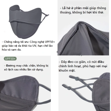 Khẩu trang chống nắng 3D lụa băng mát lạnh thoáng khí cho nam nữ đạp xe ngoài trời giá 38.000₫ 2