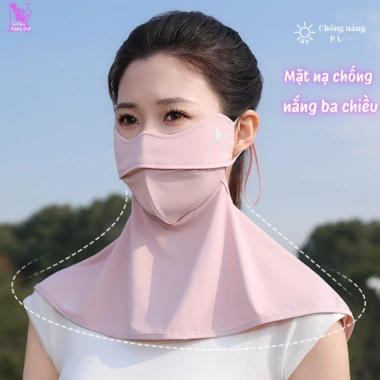 Khẩu Trang Chống Nắng Ba Chiều UV Vải Lụa Băng Phủ Mặt Vai Gáy - Giá 64.999đ