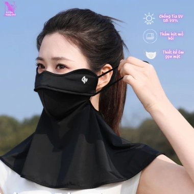 Khẩu Trang Chống Nắng Ba Chiều UV Vải Lụa Băng Phủ Mặt Vai Gáy - Giá 64.999đ