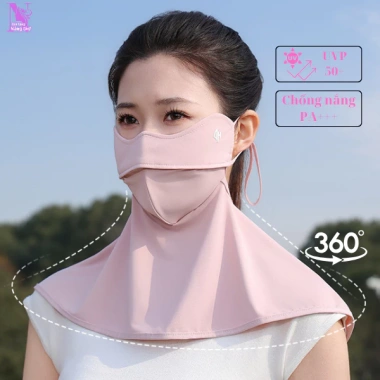 Khẩu Trang Chống Nắng Ba Chiều UV Vải Lụa Băng Phủ Mặt Vai Gáy - Giá 64.999đ