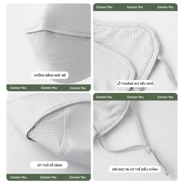 Khẩu Trang Chống Nắng Nữ Cocoon You UPF50+ Lưới Thoáng, Mềm Mịn, Che Kín Đến Mắt - 34.300đ