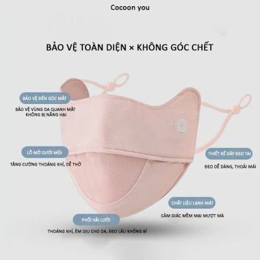Khẩu Trang Chống Nắng Nữ UPF50+ Che Kín Toàn Mặt, Thoáng Khí, Mát Mẻ, 25.999 VND