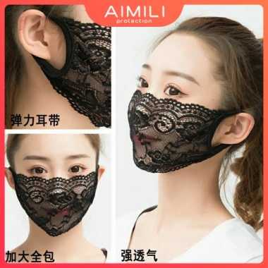 Khẩu trang chống nắng siêu mỏng ren lưới thoáng khí, giặt sạch cho nữ – 27k