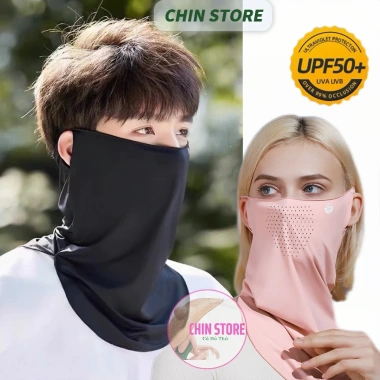 Khẩu trang chống nắng vải lụa thoáng khí mát lạnh bảo vệ mặt cổ nam nữ UV