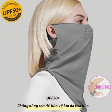 Khẩu trang chống nắng vải lụa thoáng khí mát lạnh bảo vệ mặt cổ nam nữ UV