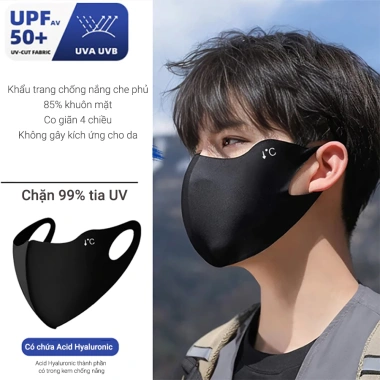 Khẩu Trang Ckicocare Chống Nắng UV Lụa Lạnh Thoáng Mát Unisex Nam Nữ - Giá 46k