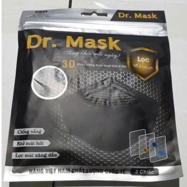 Khẩu trang Dr Mask than hoạt tính chính hãng - Gói 3, bảo vệ tối ưu, chỉ 49.000₫
