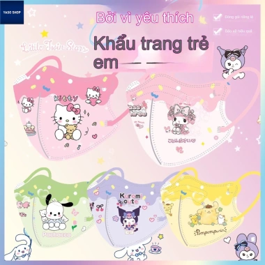 Khẩu trang dùng một lần họa tiết hoạt hình thoáng khí, đóng gói riêng lẻ cho trẻ em - 16.800 VND