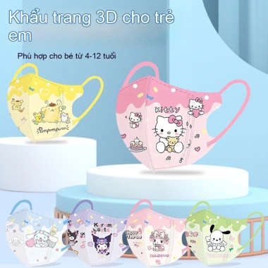 Khẩu trang dùng một lần họa tiết hoạt hình thoáng khí, đóng gói riêng lẻ cho trẻ em - 16.800 VND