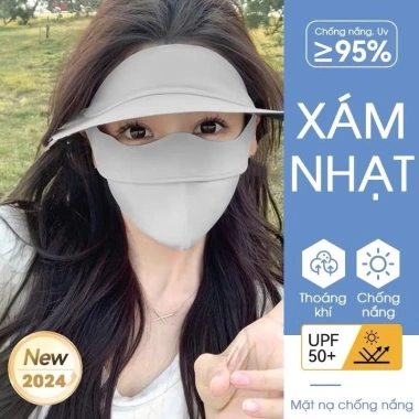 Khẩu trang full face kèm mũ vải chống nắng UPF50+ vải lụa thoáng khí - KT-M99 chỉ 42.400 VND