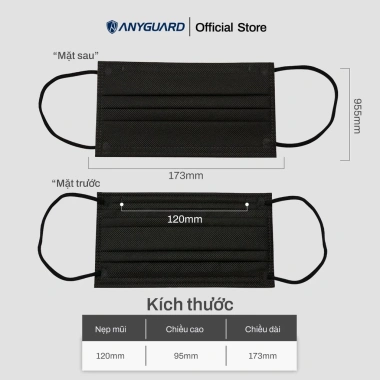 Khẩu Trang Hàn Quốc ANYGUARD 3 Lớp Ngăn Tia UV Kháng Khuẩn Da Nhạy Cảm - 30 Cái Đen 74.999 VND 3
