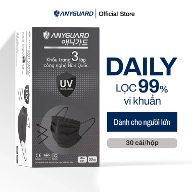 Khẩu Trang Hàn Quốc ANYGUARD 3 Lớp Ngăn Tia UV Kháng Khuẩn Da Nhạy Cảm - 30 Cái Đen 74.999 VND 8