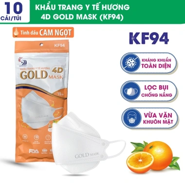 Khẩu trang KF94 Cam Ngọt 4D Gold Mask 10 chiếc - Mùi hường nhẹ, giá 23.999đ