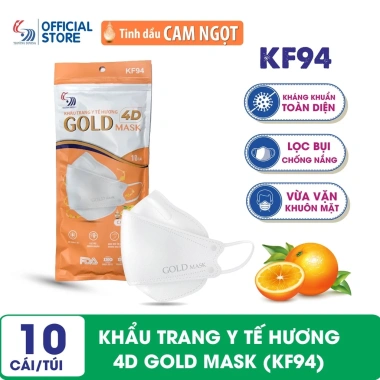 Khẩu trang KF94 Cam Ngọt 4D Gold Mask 10 chiếc - Mùi hường nhẹ, giá 23.999đ