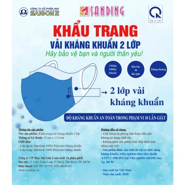 Khẩu trang kháng khuẩn vải 2 lớp SanDing 2 cái, thoáng mát, chỉ 27.000₫ 4 Khẩu trang kháng khuẩn vải 2 lớp SanDing 2 cái, thoáng mát, chỉ 27.000₫ 4