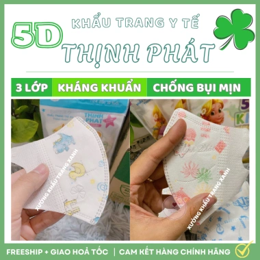 Khẩu Trang KIDS Thịnh Phát 5D - Bảo Vệ, Lọc Bụi Mịn, Kháng Khuẩn, Thoải Mái, An Toàn 4