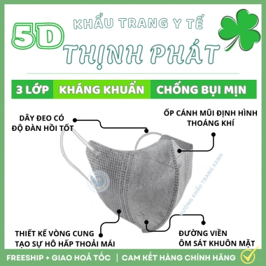 Khẩu Trang KIDS Thịnh Phát 5D - Bảo Vệ, Lọc Bụi Mịn, Kháng Khuẩn, Thoải Mái, An Toàn 5
