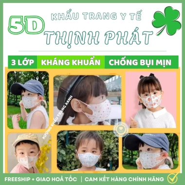 Khẩu Trang KIDS Thịnh Phát 5D - Bảo Vệ, Lọc Bụi Mịn, Kháng Khuẩn, Thoải Mái, An Toàn 6