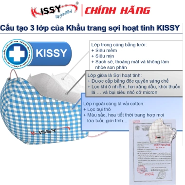 Khẩu Trang Kissy 3D Người Lớn Sợi Hoạt Tính Chống Bụi Mịn - Giá chỉ 59.000đ