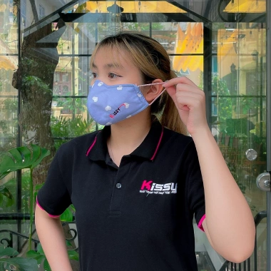 Khẩu Trang Kissy Nữ M Hồng Tim Sợi Hoạt Tính UV Ngăn Bụi PM2.5 50.000