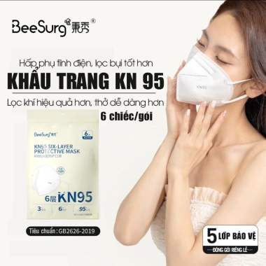Khẩu Trang KN95 Beesurg Cao Cấp - Chống Bụi, Lọc Bụi Mịn, Giá 12.500 VND