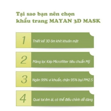 Khẩu Trang Mayan 3D Mask PM2.5 Medi Freesize N95 Hộp 10 cái chỉ 20.000đ