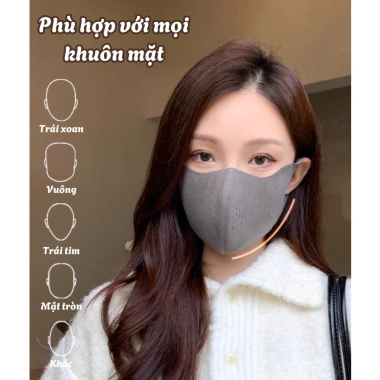 Khẩu Trang Mùa Đông Nữ Vải 3D Lót Lông Cừu PAMPER Giãn 4 Chiều Thoáng Khí Chống Bụi 48.000