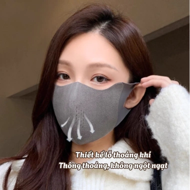 Khẩu Trang Mùa Đông Nữ Vải 3D Lót Lông Cừu PAMPER Giãn 4 Chiều Thoáng Khí Chống Bụi 48.000