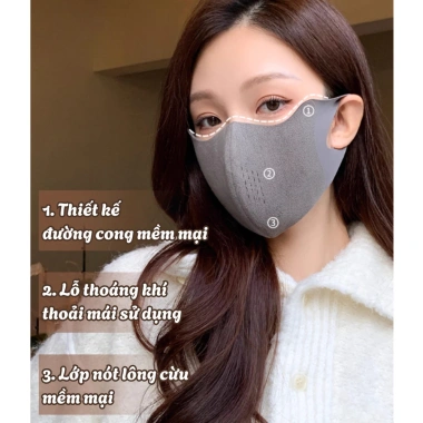 Khẩu Trang Mùa Đông Nữ Vải 3D Lót Lông Cừu PAMPER Giãn 4 Chiều Thoáng Khí Chống Bụi 48.000