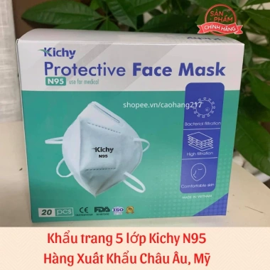 Khẩu trang N95 FFP2 Kichy 5 lớp kháng khuẩn, chống PM2.5, xuất khẩu Âu Mỹ - Hộp 20 3