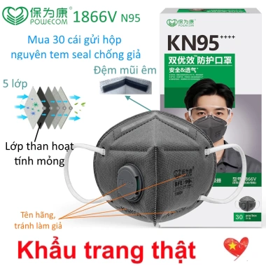 Khẩu trang N95 Powecom 1.866V chính hãng 5 lớp lọc, lọc PM2.5, khử mùi - 25.000₫