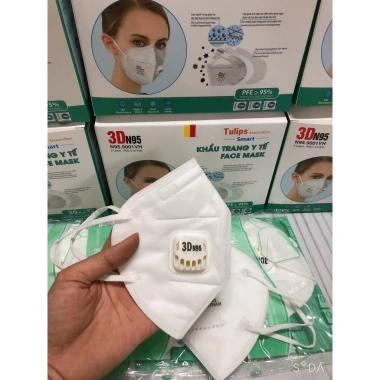 Khẩu trang N95 Tulips van thở công nghệ Nhật Bản ngừa bụi siêu mịn Combo 60 cái 79.000 VND