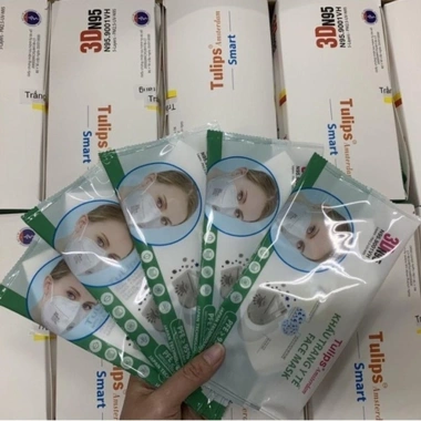 Khẩu trang N95 Tulips van thở công nghệ Nhật Bản ngừa bụi siêu mịn Combo 60 cái 79.000 VND