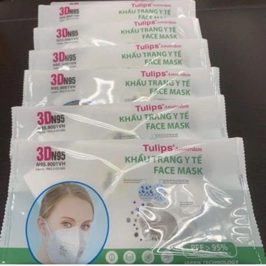 Khẩu trang N95 Tulips van thở công nghệ Nhật Bản ngừa bụi siêu mịn Combo 60 cái 79.000 VND