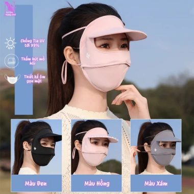 Khẩu Trang Ninja Toàn Mặt 2 Lớp Nón Lưỡi Trai UPF 50+ Chống Nắng 99% UV - 65k