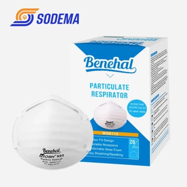 Khẩu trang NIOSH N95 BENEHAL MS6.115 dạng cup chính hãng 20 cái màu trắng chống bụi mịn kháng khuẩn