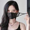 Khẩu trang nữ thêu thoáng khí, chống nắng, giặt được, dây tai điều chỉnh thời trang