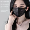 Khẩu trang nữ thêu thoáng khí, chống nắng, giặt được, dây tai điều chỉnh thời trang 2