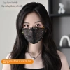 Khẩu trang nữ thêu thoáng khí, chống nắng, giặt được, dây tai điều chỉnh thời trang 3