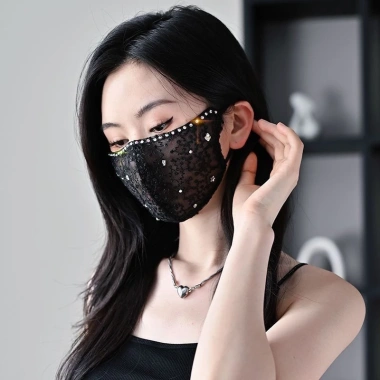 Khẩu trang nữ thêu thoáng khí, chống nắng, giặt được, dây tai điều chỉnh thời trang 4