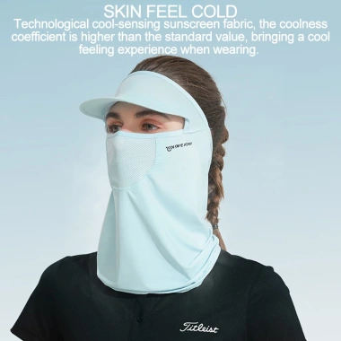 Khẩu Trang Nữ UPF50+ Vành Rộng Lụa Lạnh Thoáng Khí Chống UV Khi Đạp Xe hoặc Leo Núi