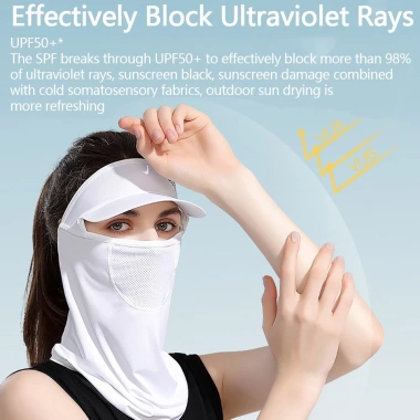 Khẩu Trang Nữ UPF50+ Vành Rộng Lụa Lạnh Thoáng Khí Chống UV Khi Đạp Xe hoặc Leo Núi