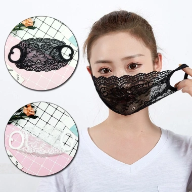 Khẩu Trang Ren Đen Nữ Chống Nắng, Thoáng Khí, Gợi Cảm - Giá 33.480₫ 7