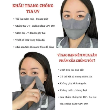 Khẩu trang Sakii Nhật Bản UVF 50+ chống nắng, điều chỉnh dây, chỉ 57.5k 4