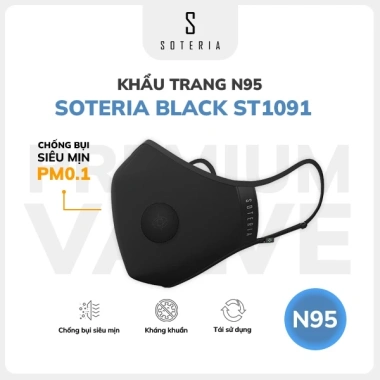 Khẩu trang Soteria Black ST1.091 N95 BFE PFE 99% lọc bụi 0.1µm S M L - Giá 250.000₫