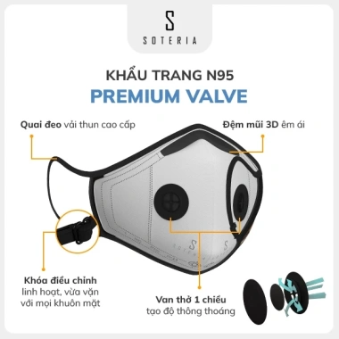 Khẩu trang Soteria Black ST1.091 N95 BFE PFE 99% lọc bụi 0.1µm S M L - Giá 250.000₫ 2 Khẩu trang Soteria Black ST1.091 N95 BFE PFE 99% lọc bụi 0.1µm S M L - Giá 250.000₫ 2