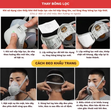 Khẩu Trang THAMES Phòng Độc Phun Sơn - Lọc Hóa Chất, Bụi PM2.5, Silicone Mềm, Van Thở Thoáng, Dây Đeo Ôm Sát - Giá 110k