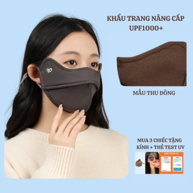 Khẩu Trang Thu Đông Nâng Cấp Chống UV, Chống Nắng, Dày Dặn, Tặng Thẻ Test UV - Giá 66k 2